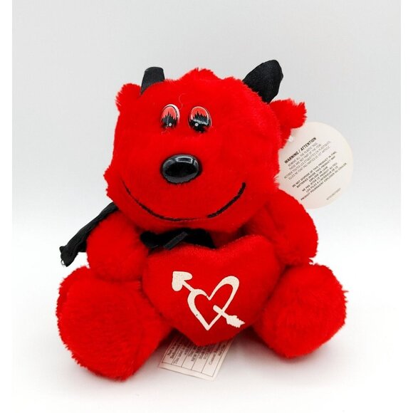 Red Devil Plush Stuffed Animal 6" Heart Valentine's Day Teddy Bear Dan Dee - Picture 1 of 5